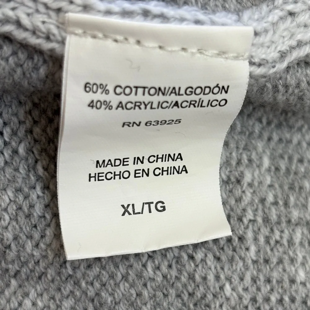BKE Mens Hygge Scandi Style Light‎ Gray Textured Knit Pullover Hoodie Sweater XL
